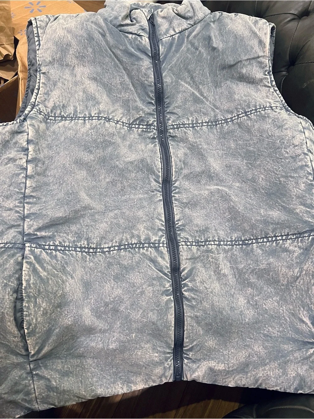 NO BOUNDARIES MENS Light Blue Washed Puffer Vest Size 3XL